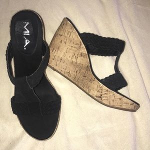 Mia black shauna cork heel Sandals